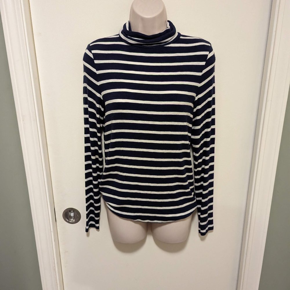 Women's Aerie American Eagle Soft Long Sleeve turtle neck top Blue Stripe Size M